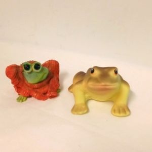Lot Sprogz Frog & Trinkets Frog Gadget Dish/Planter , Small Resin & Porcelain
